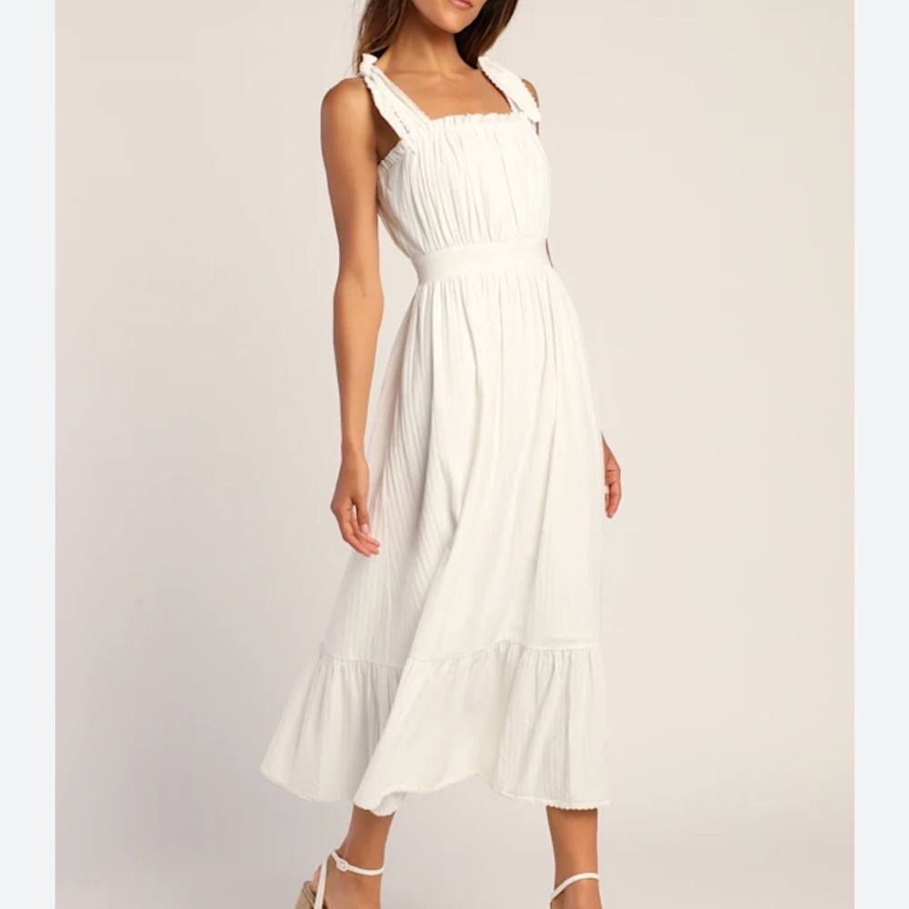 Lulus | White Striped Midi Dress